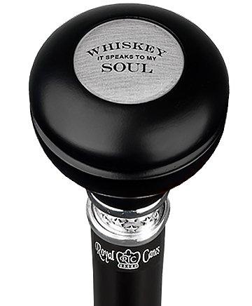 Whiskey Soul Knob Walking Stick w/ Black Beechwood Shaft & Pewter Collar