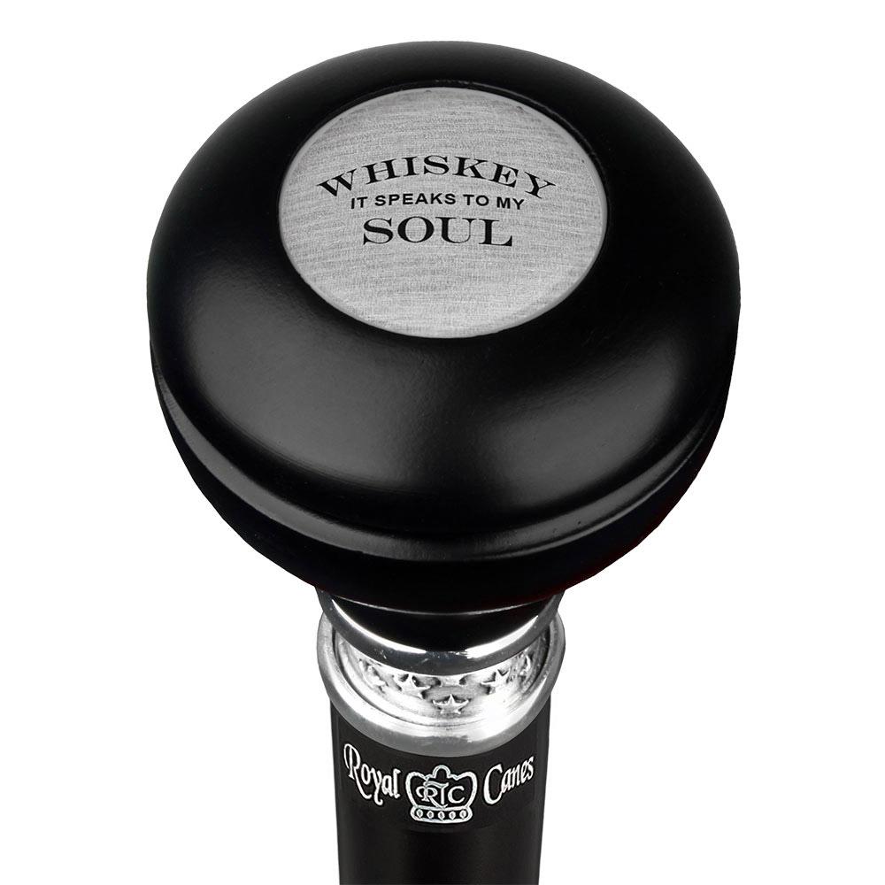 Whiskey Soul Knob Walking Stick w/ Black Beechwood Shaft & Pewter Collar