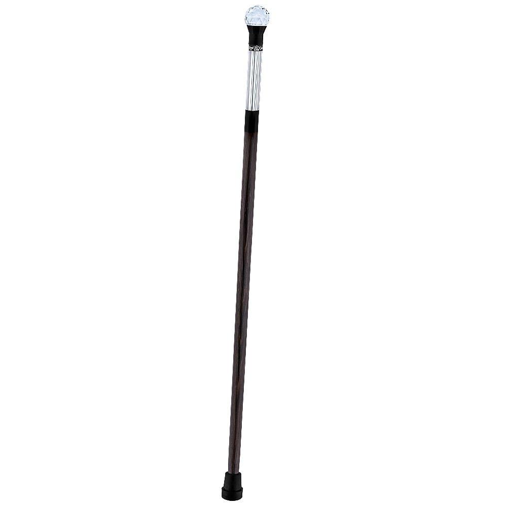 Crystal Ball Handle Stick: Light-Up Lucite, Premium Wenge Wood