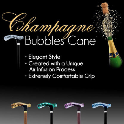 Black and Clear Acrylic Bubble Handle Cane w/ Custom Wooden Shaft