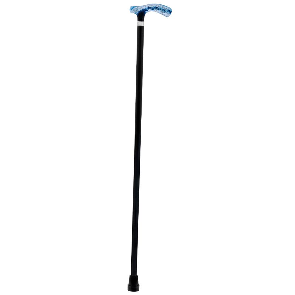 Blue & Clear Acrylic Bubble Handle Cane - Custom Wooden Shaft
