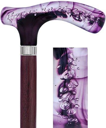 Purple and Clear Acrylic Bubble Handle Cane w/ Custom Wooden Shaft