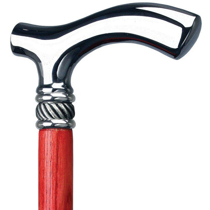 Petite Red Chrome Fritz Cane, Slim Ash Shaft & Pewter Swirl