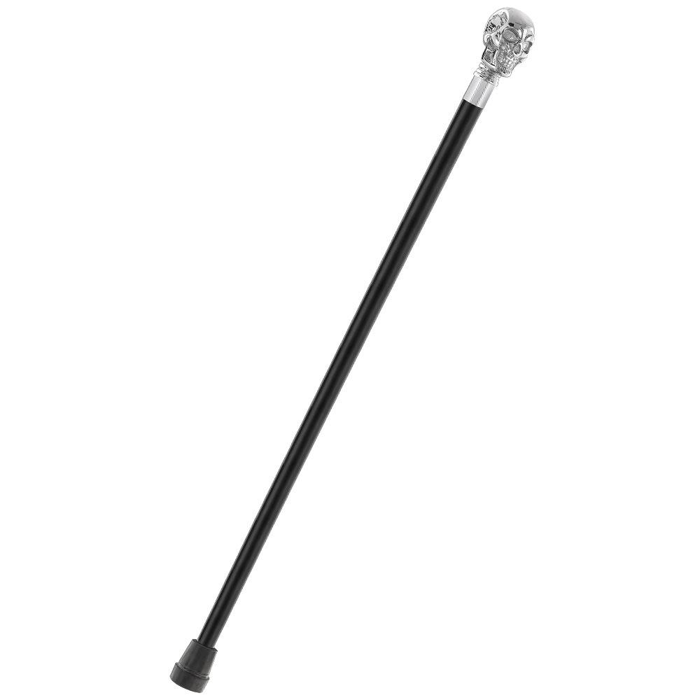 Skull Premium Chrome Brass Handle Cane: Custom Shaft & Collar