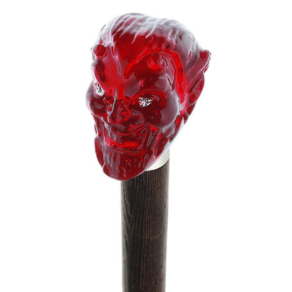 Sinister Red Devil Knob Cane w/ Custom Wood Shaft & Collar
