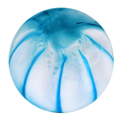 Splash of Blue on Pearl Round Knob Cane w/ Custom Wood Shaft & Collar