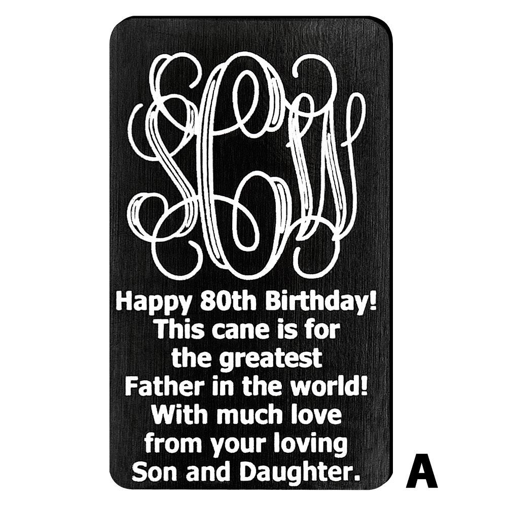 Custom Cane Engraving - Rectangle Black Anodized Aluminum