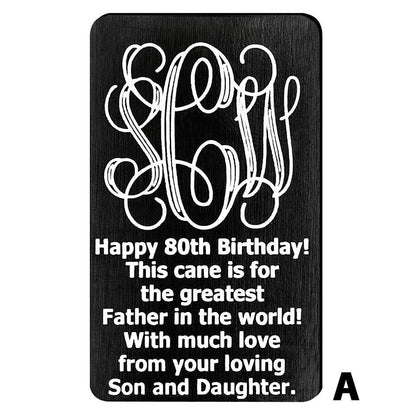 Custom Cane Engraving - Rectangle Black Anodized Aluminum