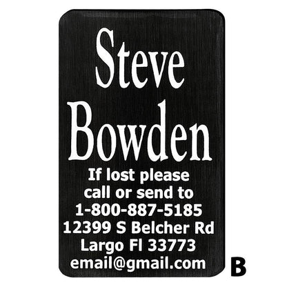 Custom Cane Engraving - Rectangle Black Anodized Aluminum