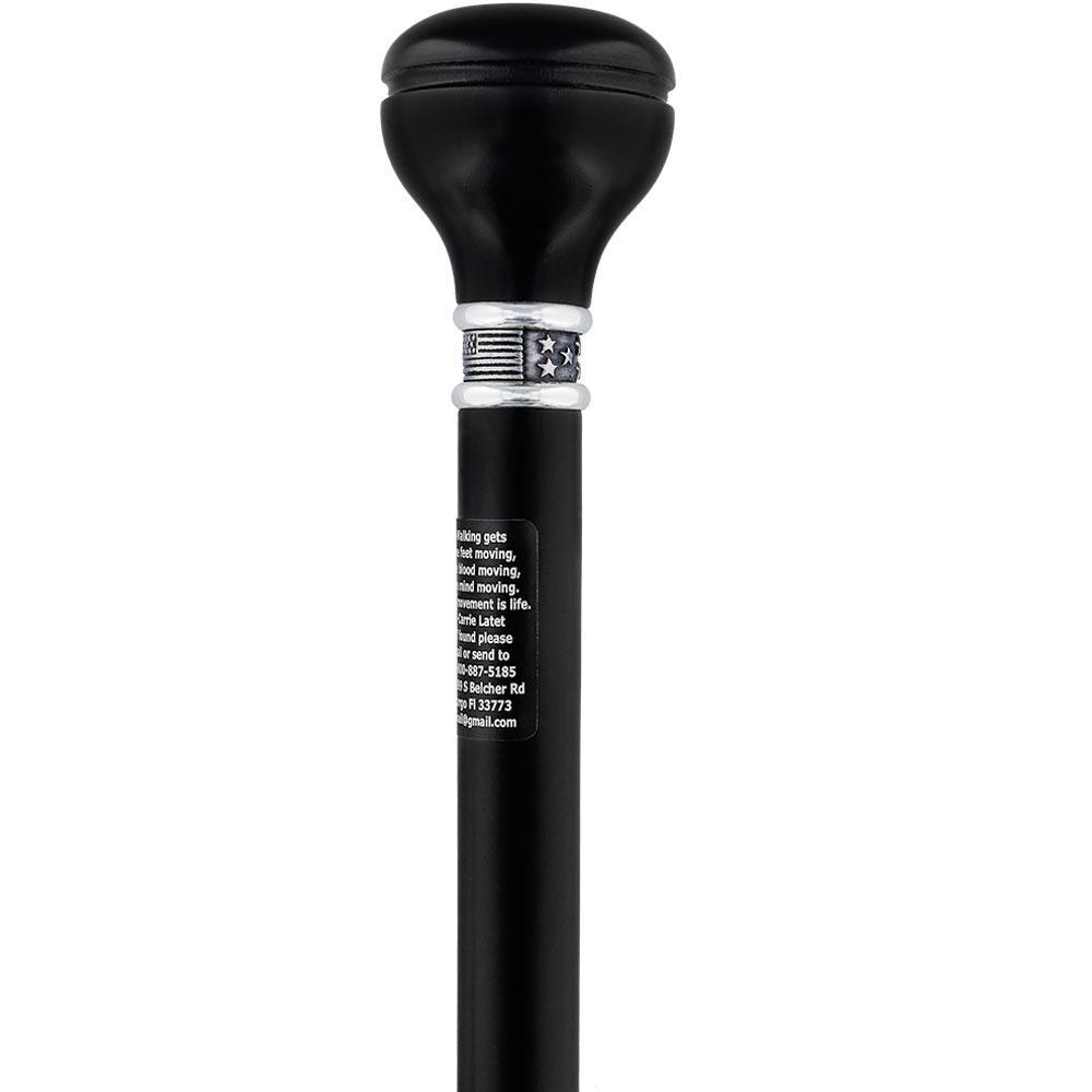 Custom Cane Engraving - Rectangle Black Anodized Aluminum