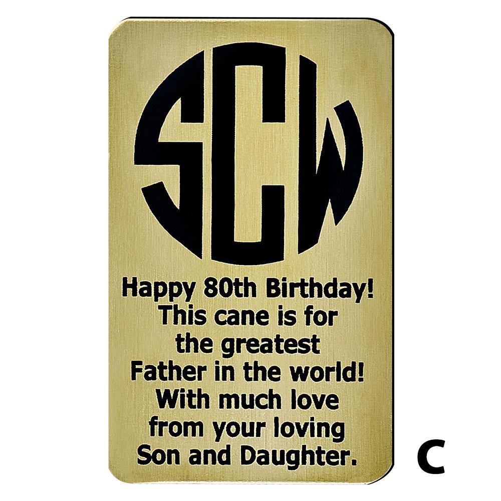 Custom Cane Engraving - Rectangle Brass
