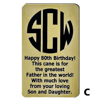 Custom Cane Engraving - Rectangle Brass