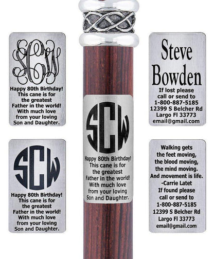 Custom Cane Engraving - Rectangle Stainless Steel