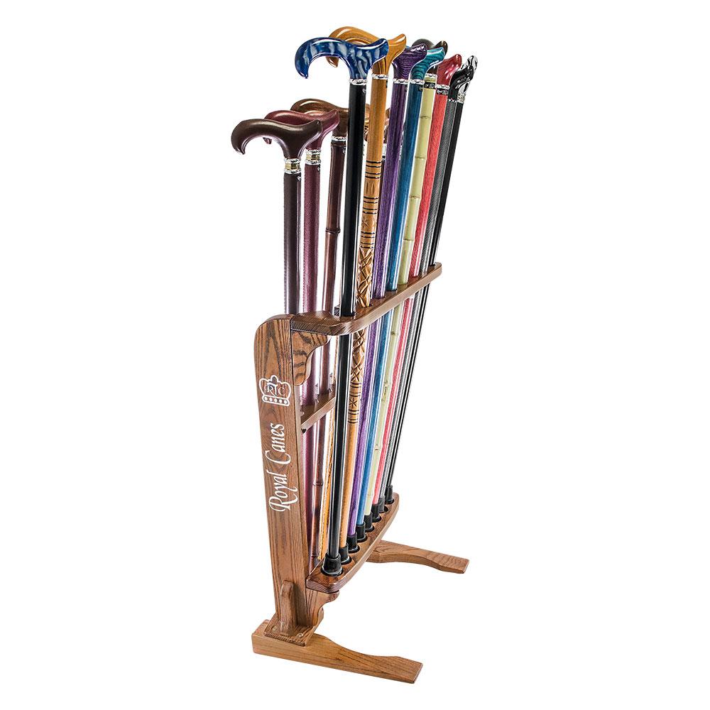 Premium Wood Cane Stand, Espresso Ash - Holds 15
