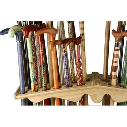 Premium Wood Large Walking Cane Stand, Pine Wood - Holds 36