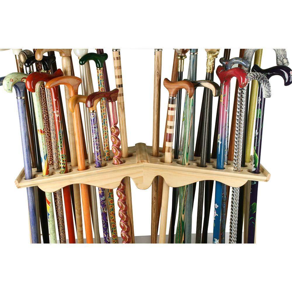 Premium Wood Large Walking Cane Stand, Pine Wood - Holds 36