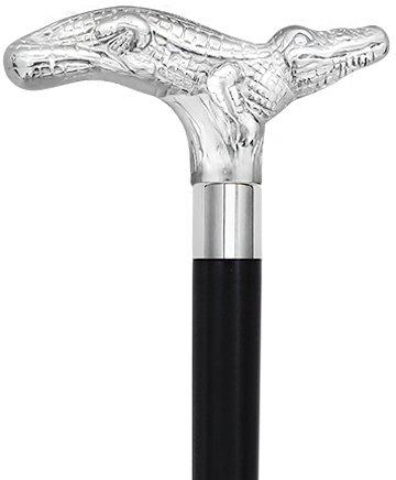 Chrome Plated Alligator Handle Walking Cane w/ Custom Shaft and Collar