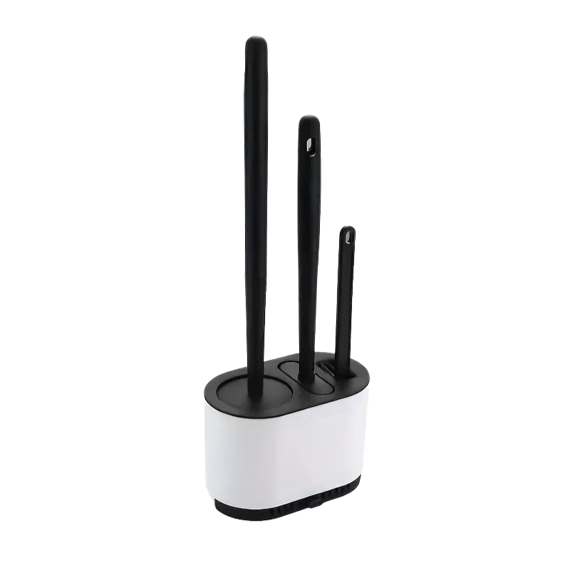Toilet Brush with No-Slip Silicone Long Handle Set