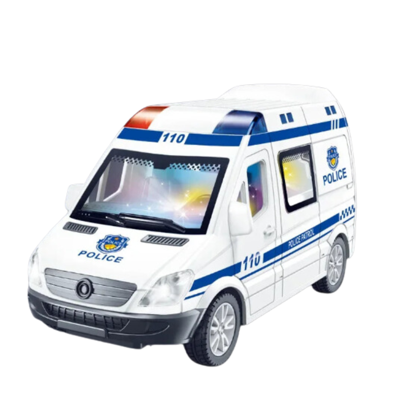 Police Inertia Pull-back Car Toy with Lights & Sound