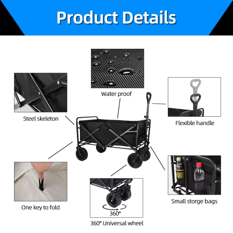 Collapsible Folding Beach Cart Heavy Duty Outdoor Wagon