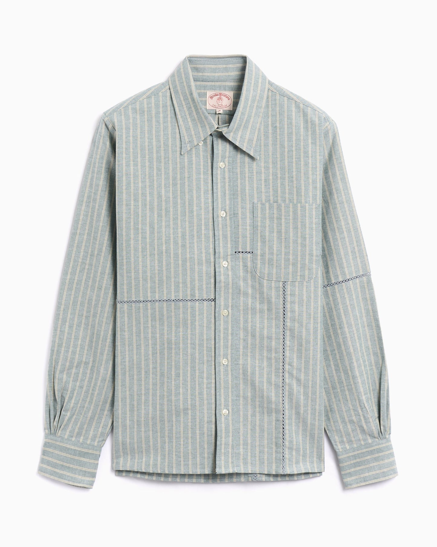 Camisa de rayas Brain Dead x Brooks Brothers Patchwork Oxford para hombre