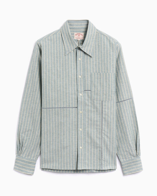 Camisa de rayas Brain Dead x Brooks Brothers Patchwork Oxford para hombre