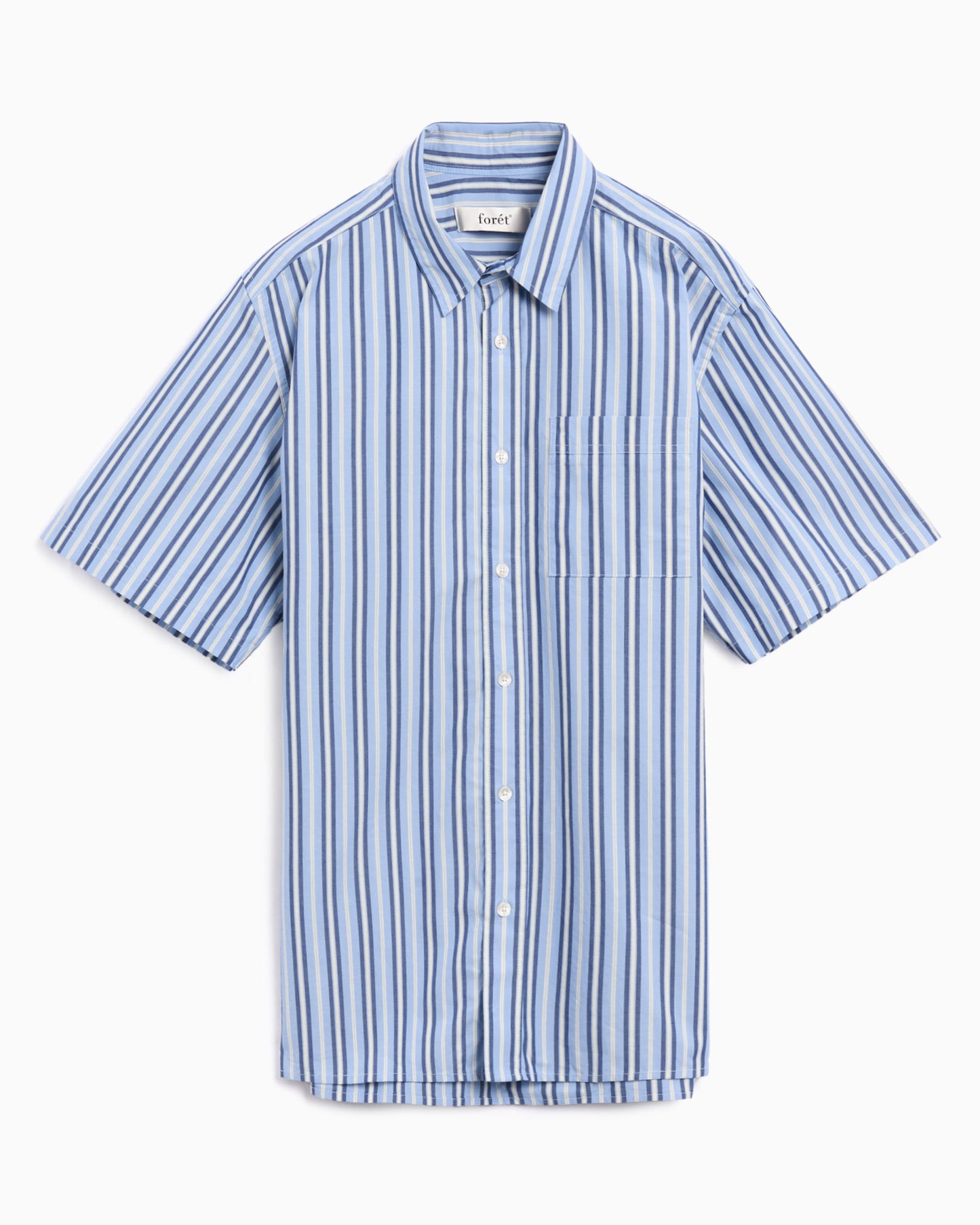Camisa de rayas de manga corta Forét Atlas Poplin para hombre