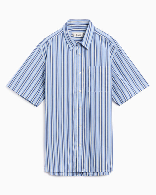 Camisa de rayas de manga corta Forét Atlas Poplin para hombre