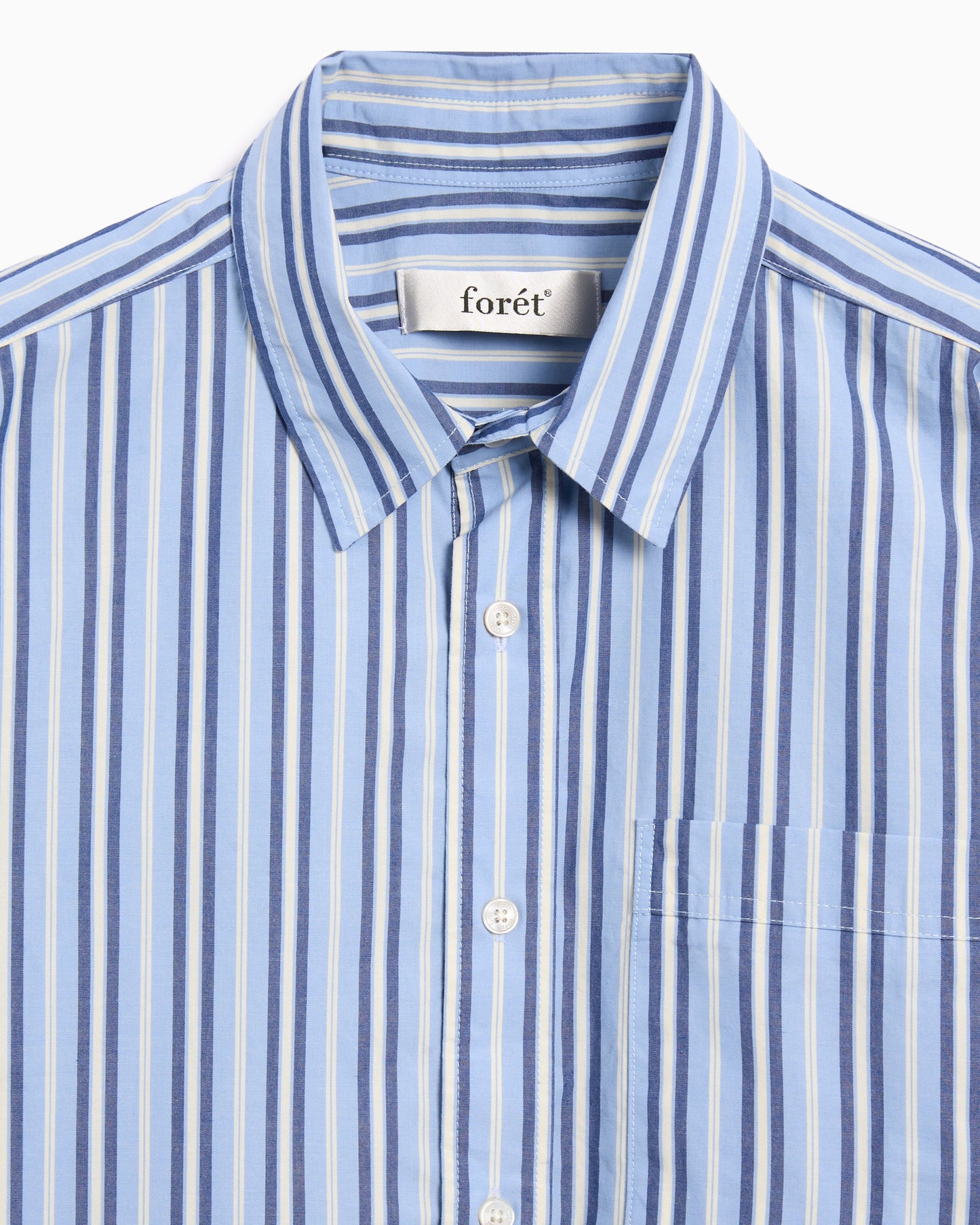 Camisa de rayas de manga corta Forét Atlas Poplin para hombre
