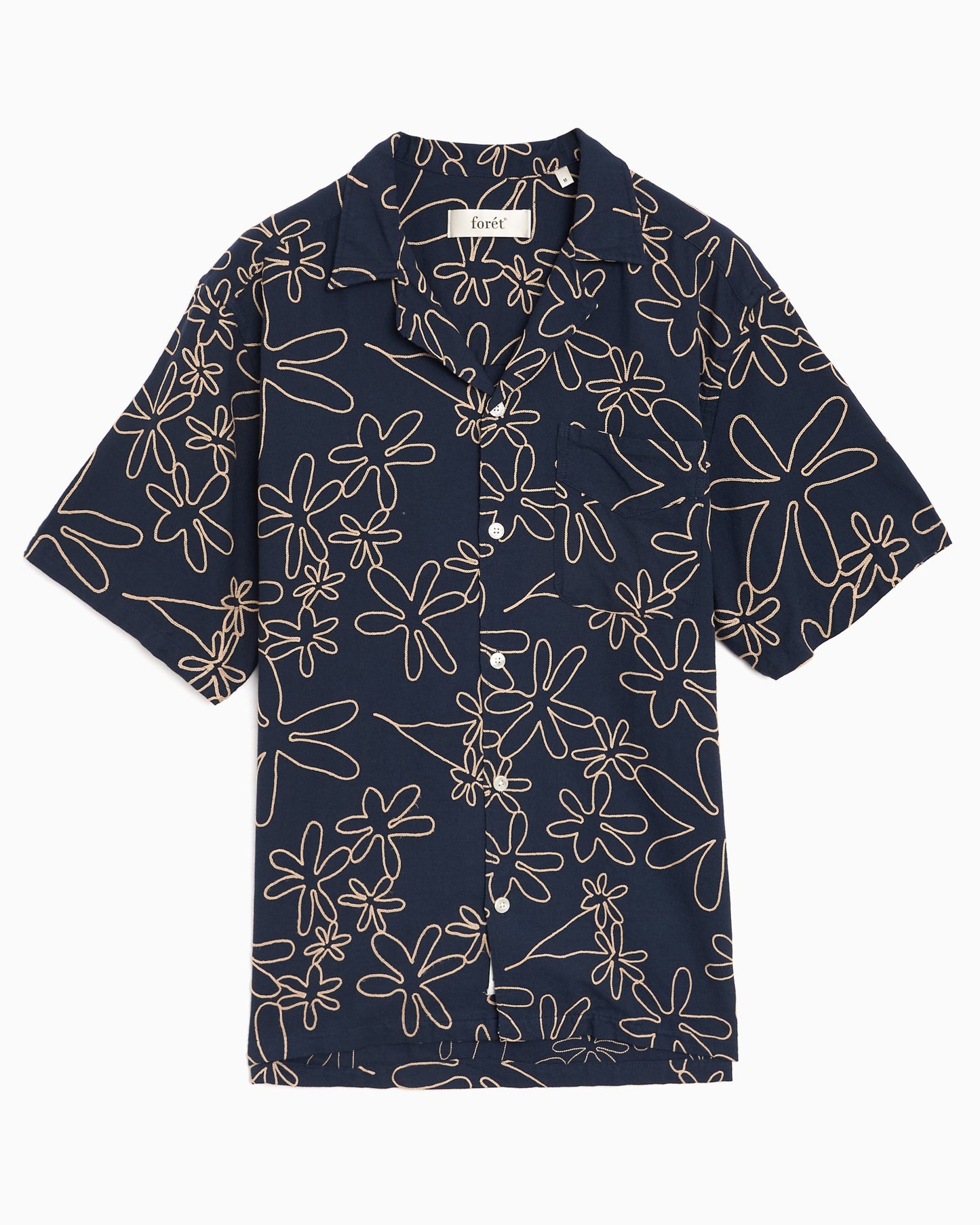 Camisa bordado de manga corta forét Flower para hombre