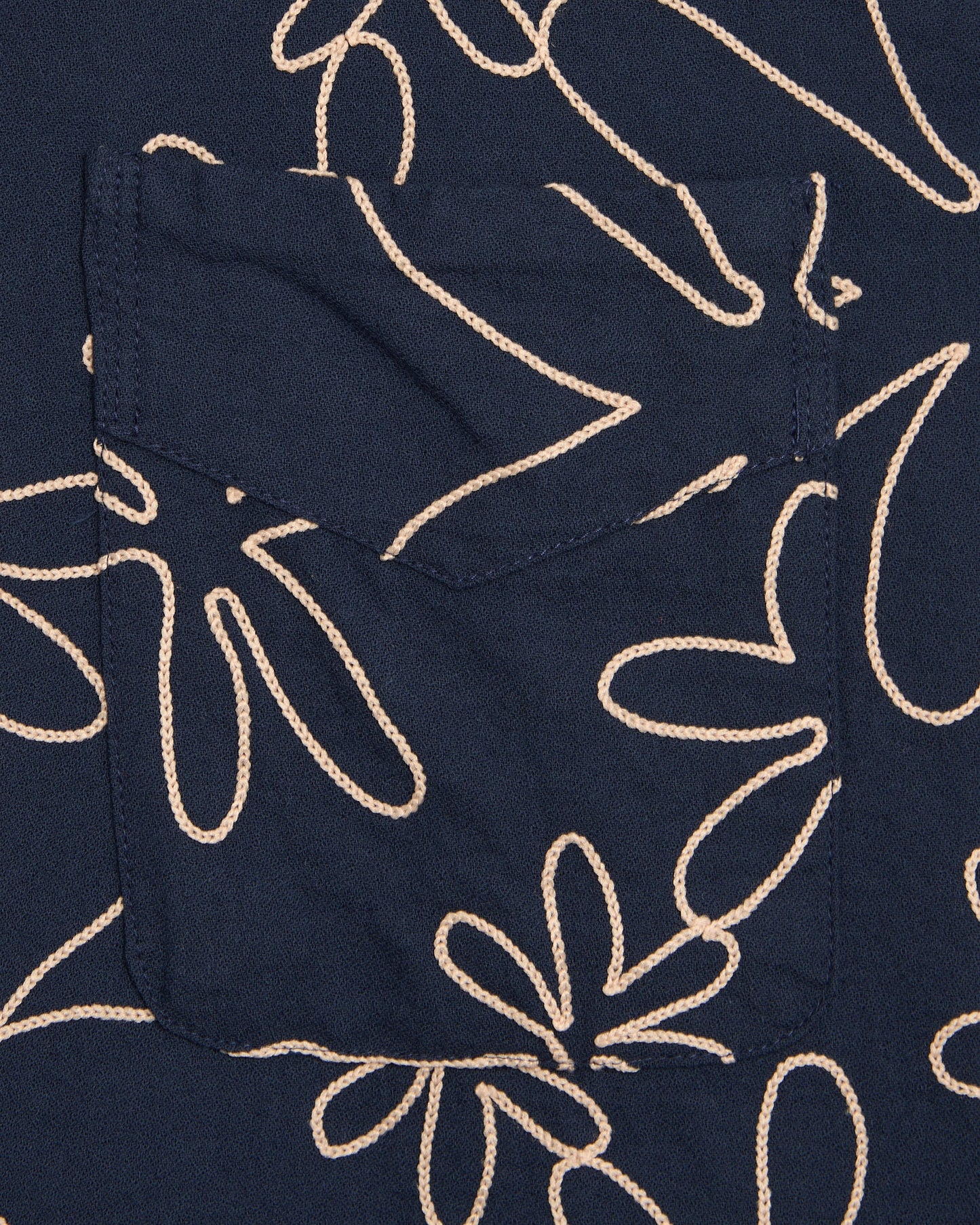Camisa bordado de manga corta forét Flower para hombre
