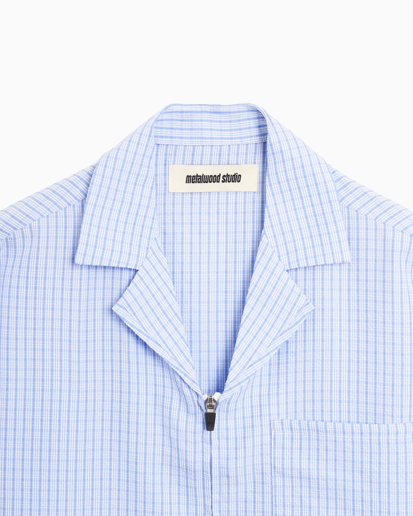 Camisa de cuadros de manga corta Zip Metalwood Studio Textured Caddie para hombre