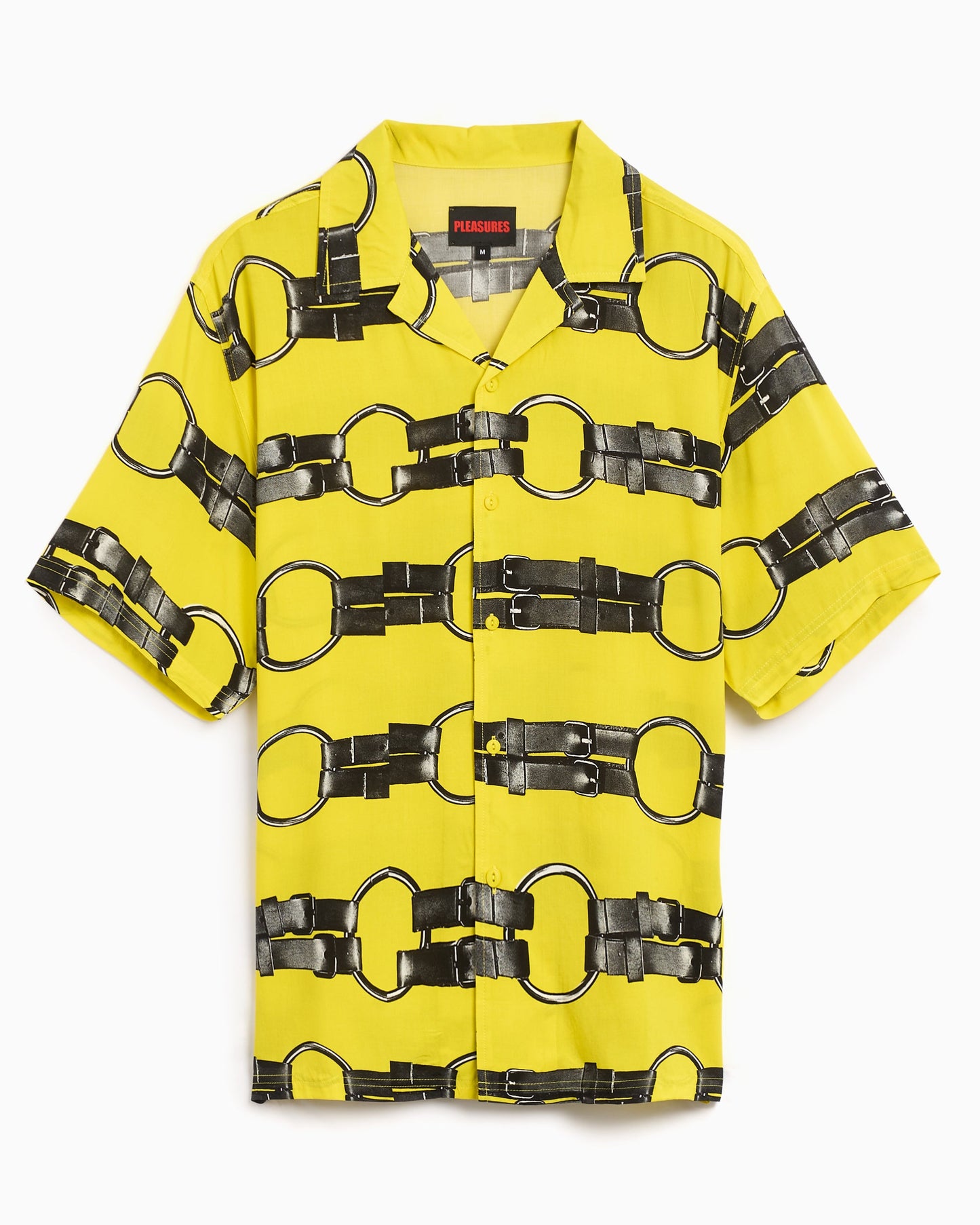 Camisa Pleasures Straps Men's Button Down Short Sleeve Shirt para hombre
