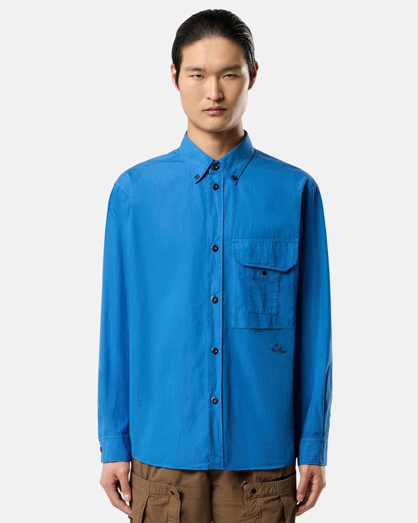Camisa bordado Relaxed Stone Island Ripstop para hombre