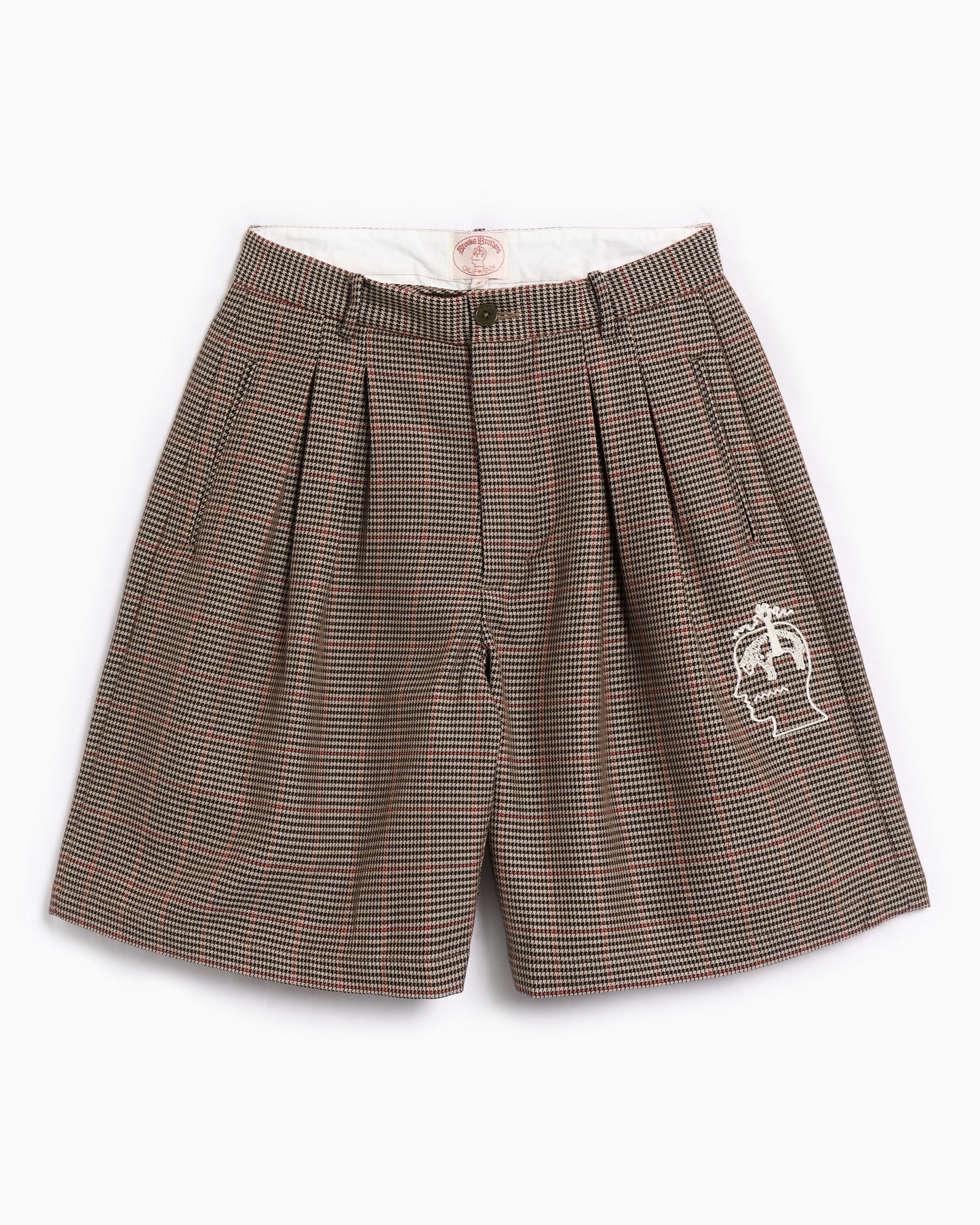 Pantalones cortos Brain Dead x Brooks Brothers Houndstooth Plaid Pleated para hombre