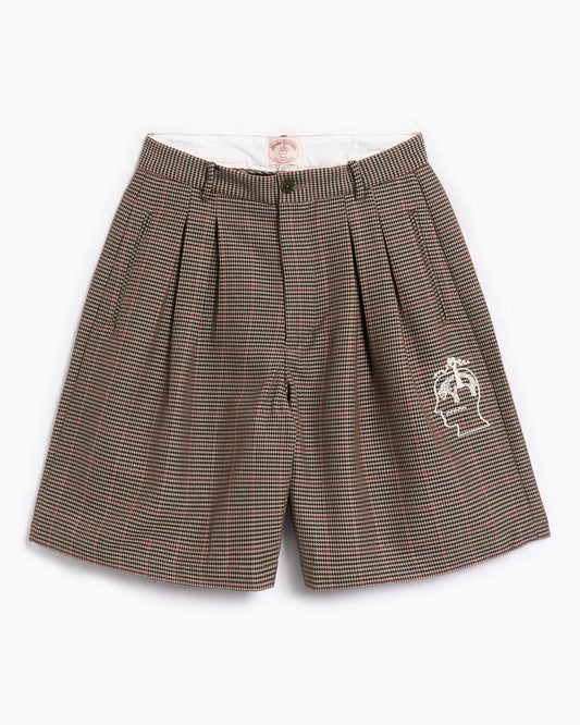 Pantalones cortos Brain Dead x Brooks Brothers Houndstooth Plaid Pleated para hombre