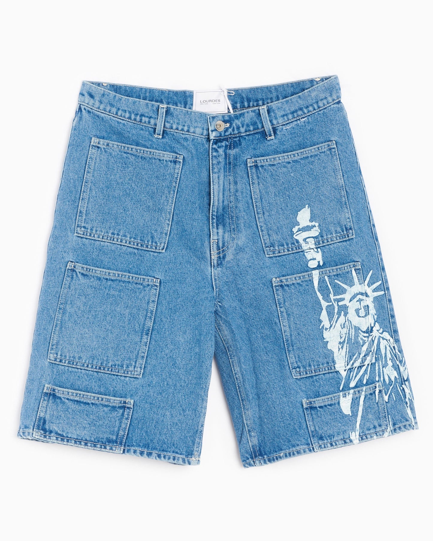 Pantalones cortos Lourdes New York Unisex Denim Cargo Shorts Unisex