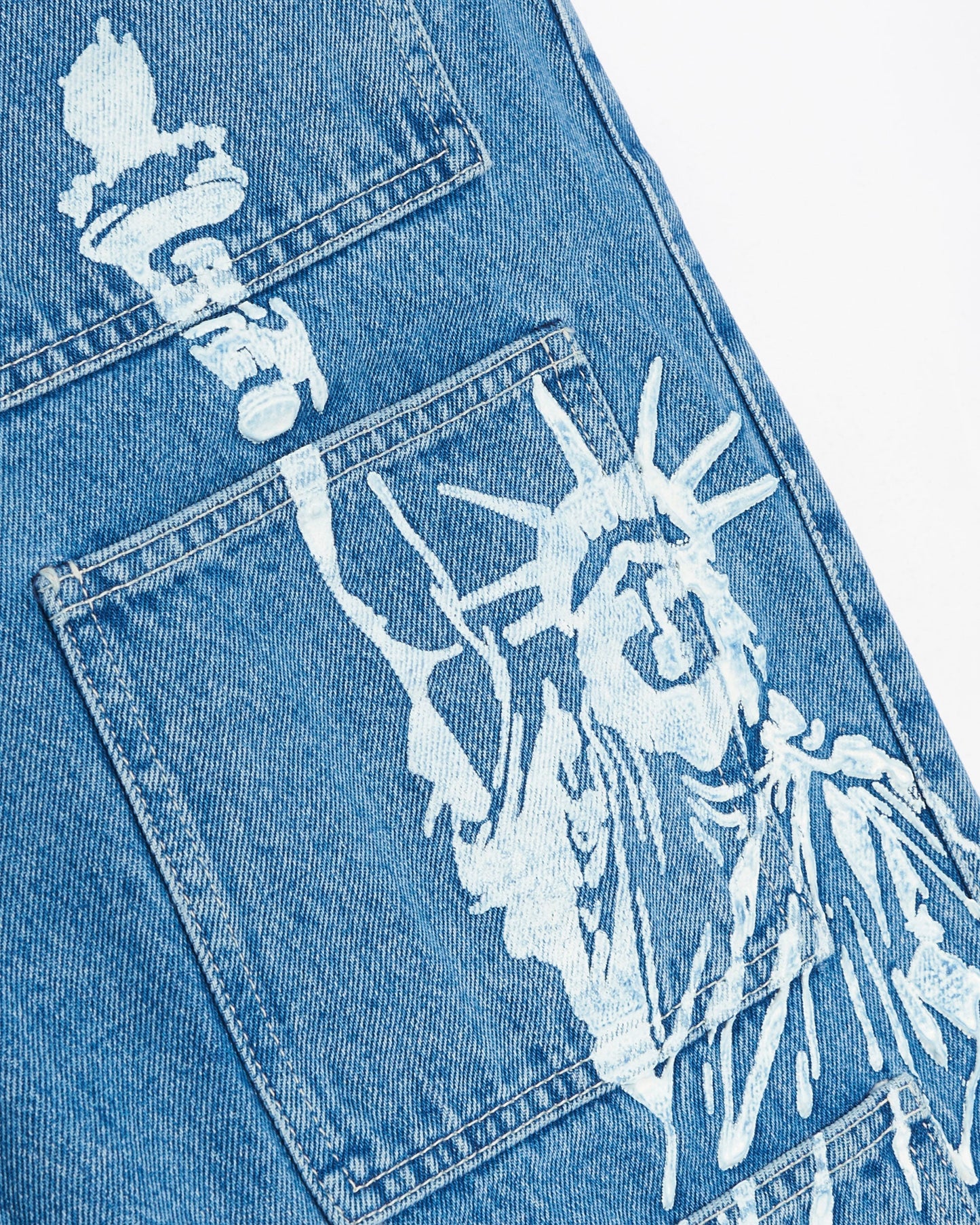 Pantalones cortos Lourdes New York Unisex Denim Cargo Shorts Unisex
