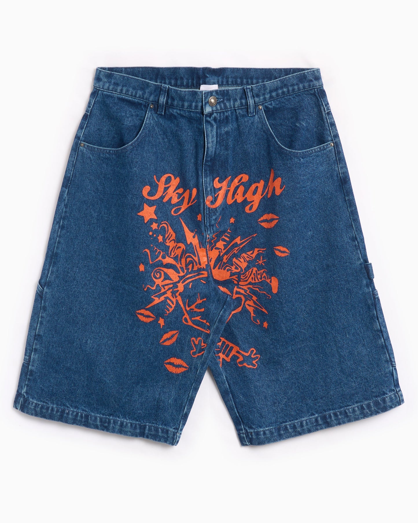 Pantalones cortos Sky High Farm Workwear Mindblown Unisex Print Denim Shorts Unisex