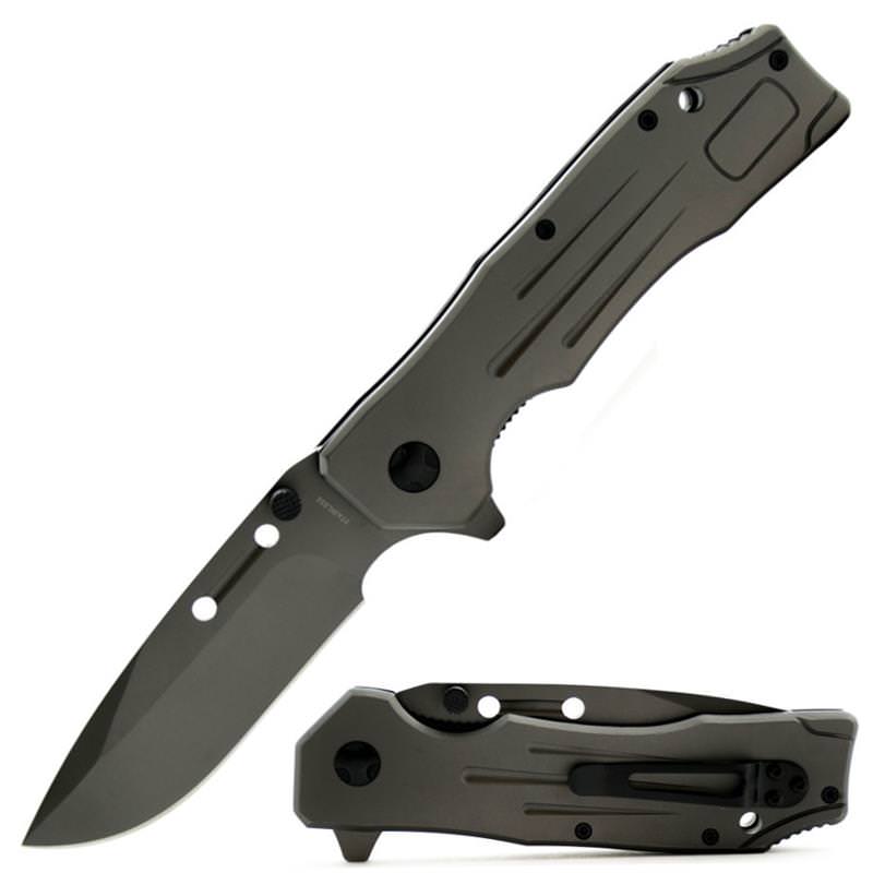 HEAVY DUTY Gunmetal Tactical Spring Assisted Open Combat Pocket Knife