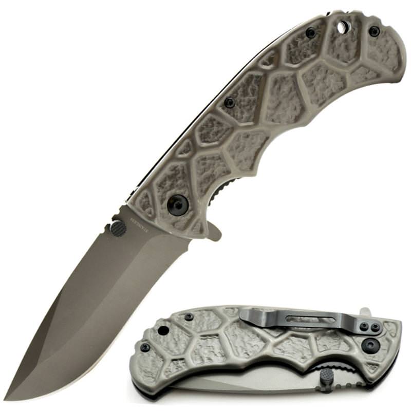 HEAVY DUTY Gunmetal Tactical Spring Assisted Open Pocket Folding Knife