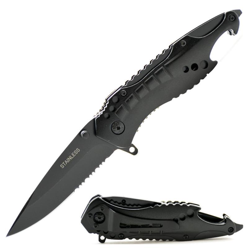 Spring Assist Black Shark Tactical Combo Edge Rescue Knife