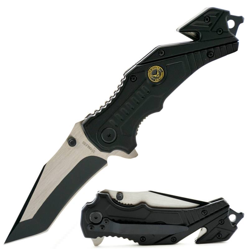Spring Assist - 'Legal Auto' - Military Air Force Rescue Folding Pocket Knife