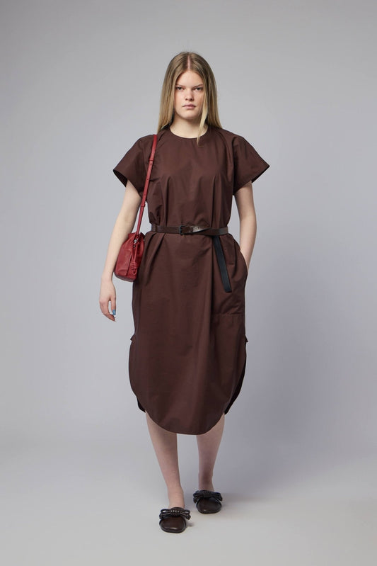 Crew Neck Ssl Dress with Curved Hem
