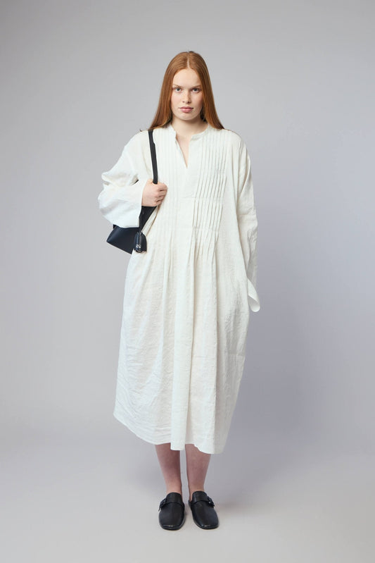 Dong Long Sleeve Dress with Pleated Chest