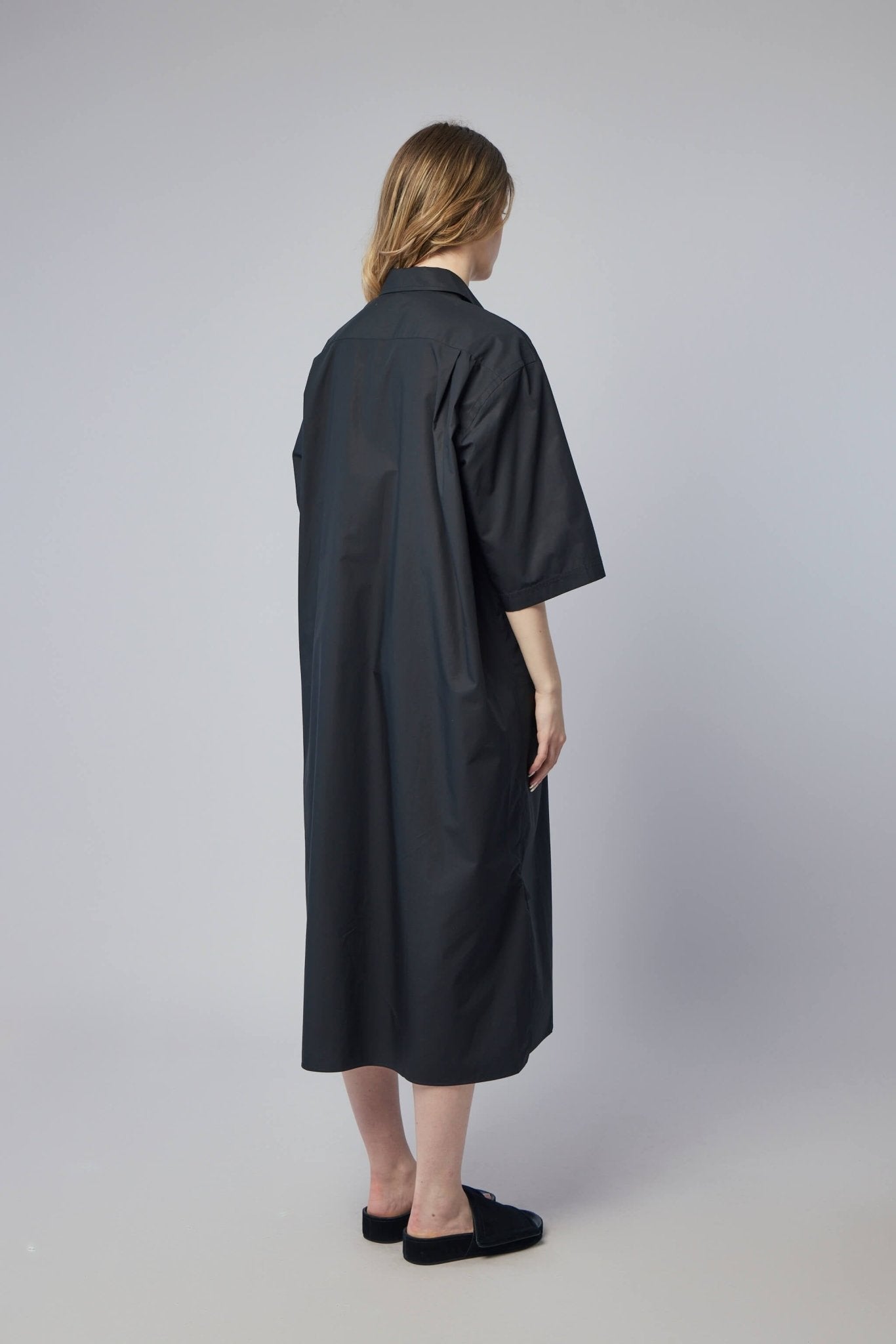 Short Sleeve Shirt Dress with Pockets