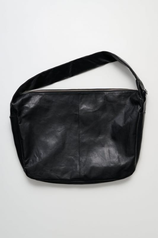 ssstein Shirring Handle Leather Shoulder Bag Black