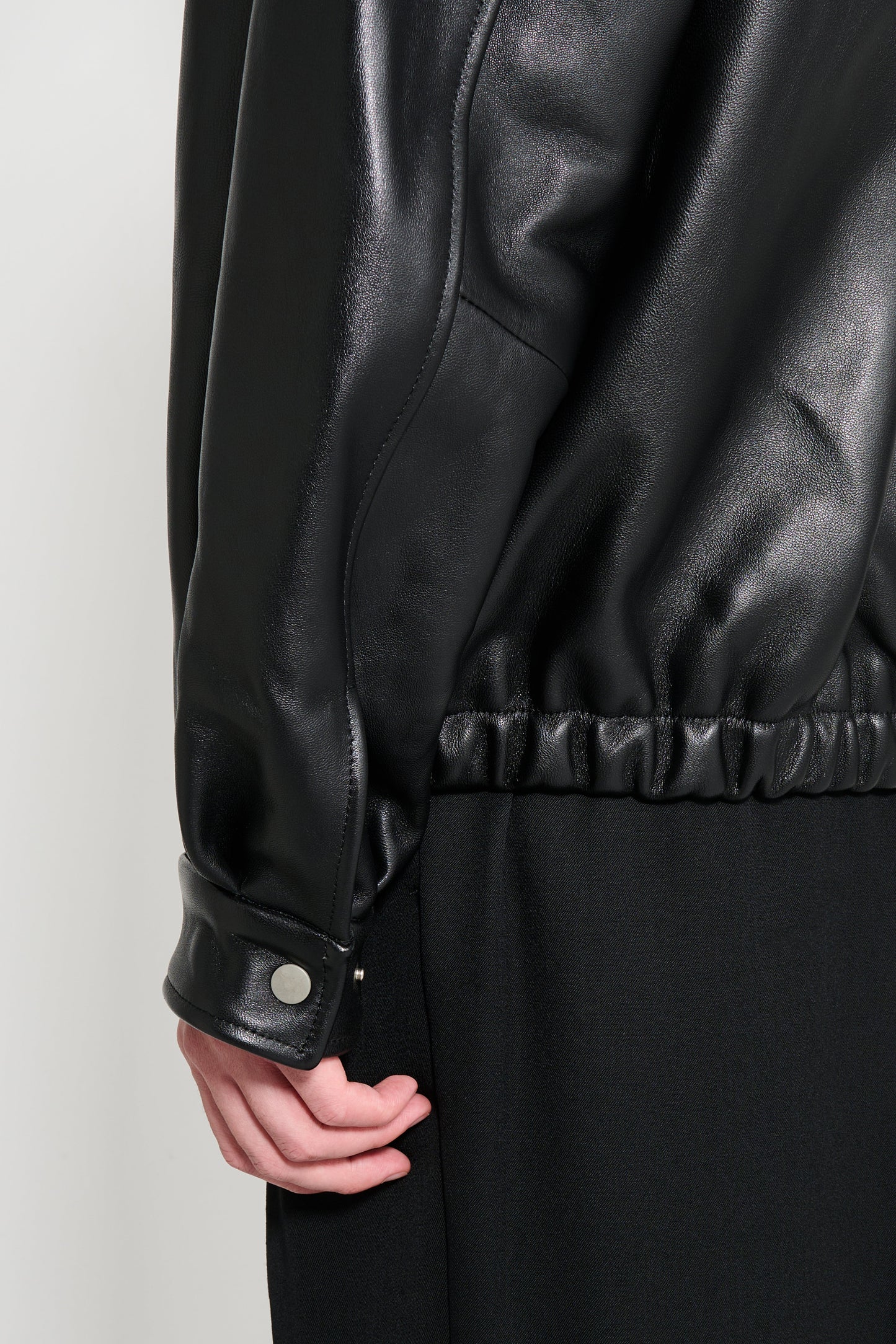 ssstein Mouton Collar Sheep Leather Zip Jacket Black