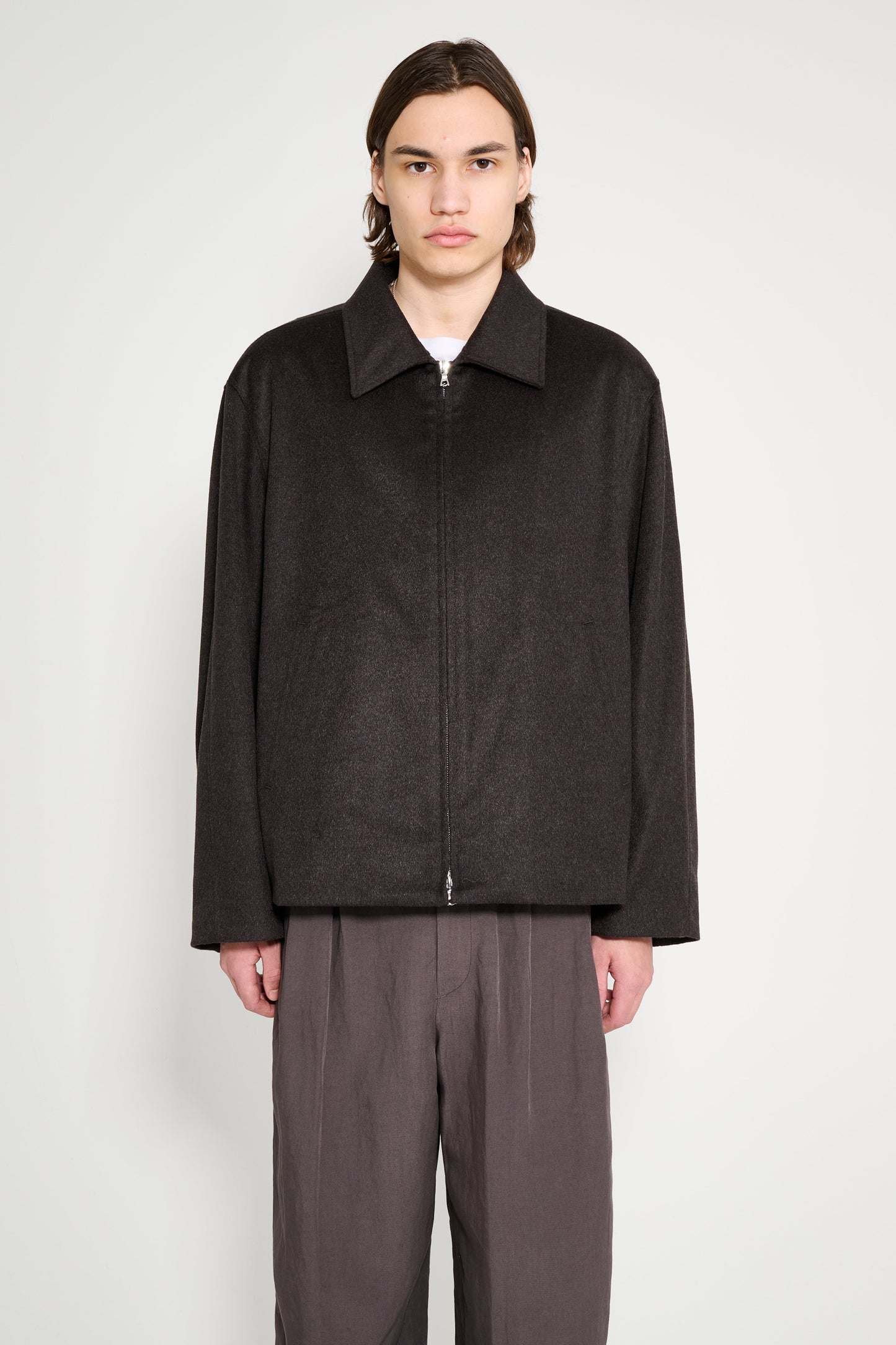 ssstein Pure Cashmere Zip Short Jacket Dark Brown