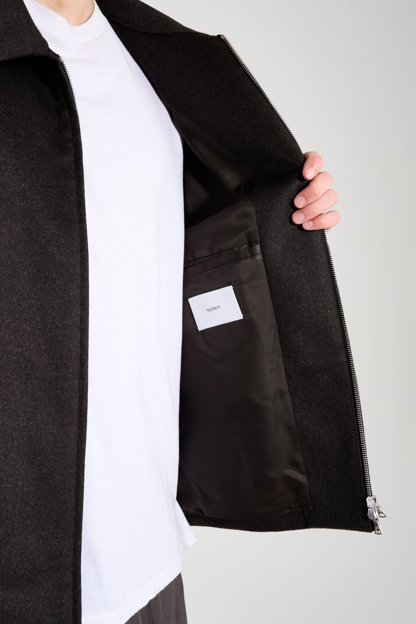 ssstein Pure Cashmere Zip Short Jacket Dark Brown
